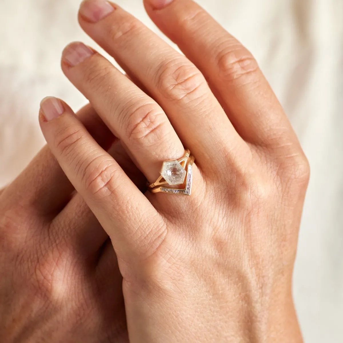 Discount Betsy & Iya Altus 14k Gold Chevron Stacking Ring
