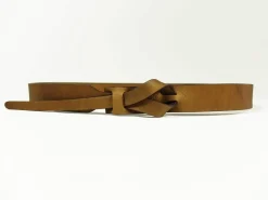 Outlet Betsy & Iya Buckleless Muse Camel Leather Belt - 1"