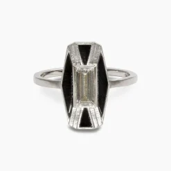 New Betsy & Iya Imber Ring - 14k Gold Diamond & Black Jasper