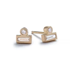 Hot Betsy & Iya Ipsum 14k Gold Diamond Stud Earrings