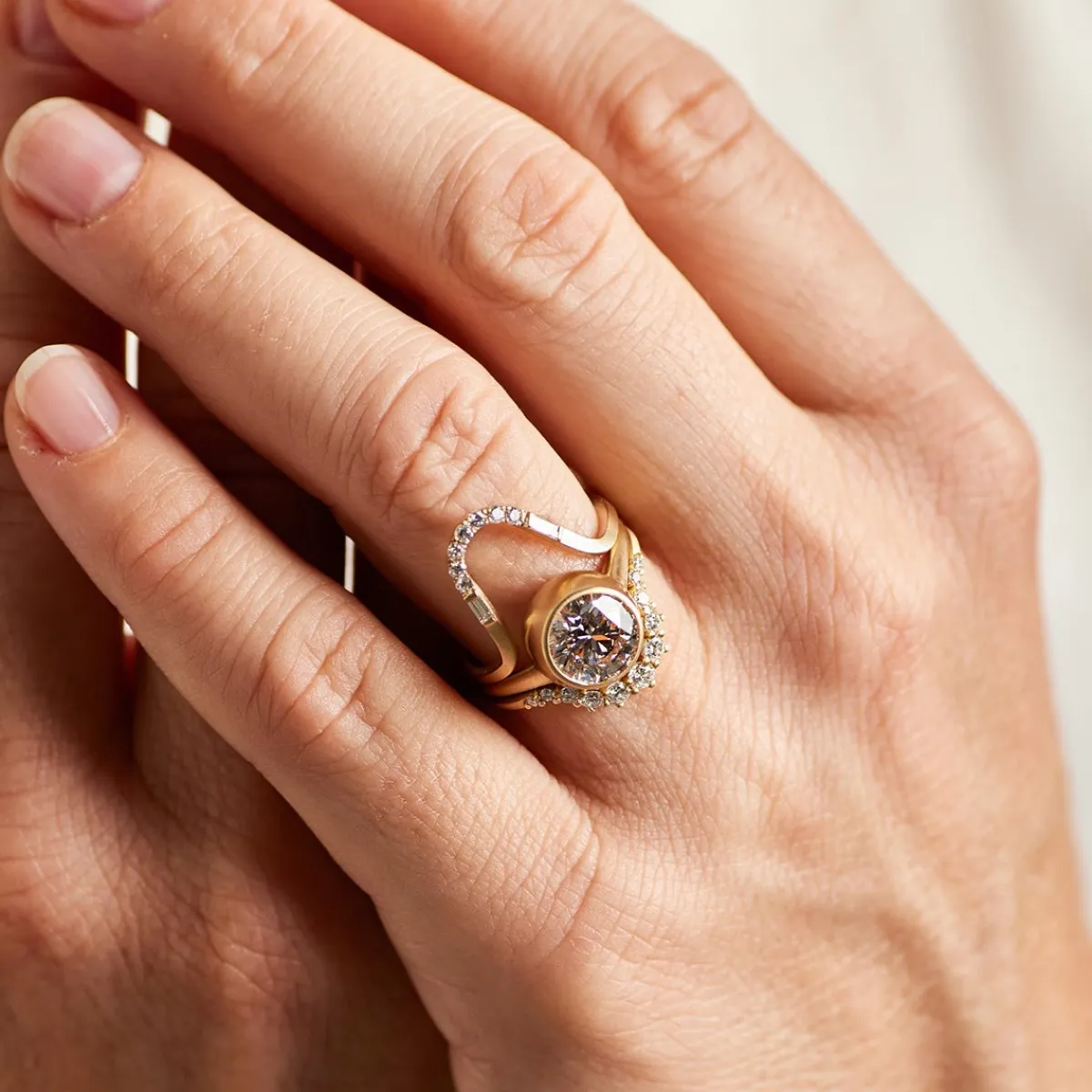 Clearance Betsy & Iya Levo 14k Gold Diamond Stacking Ring