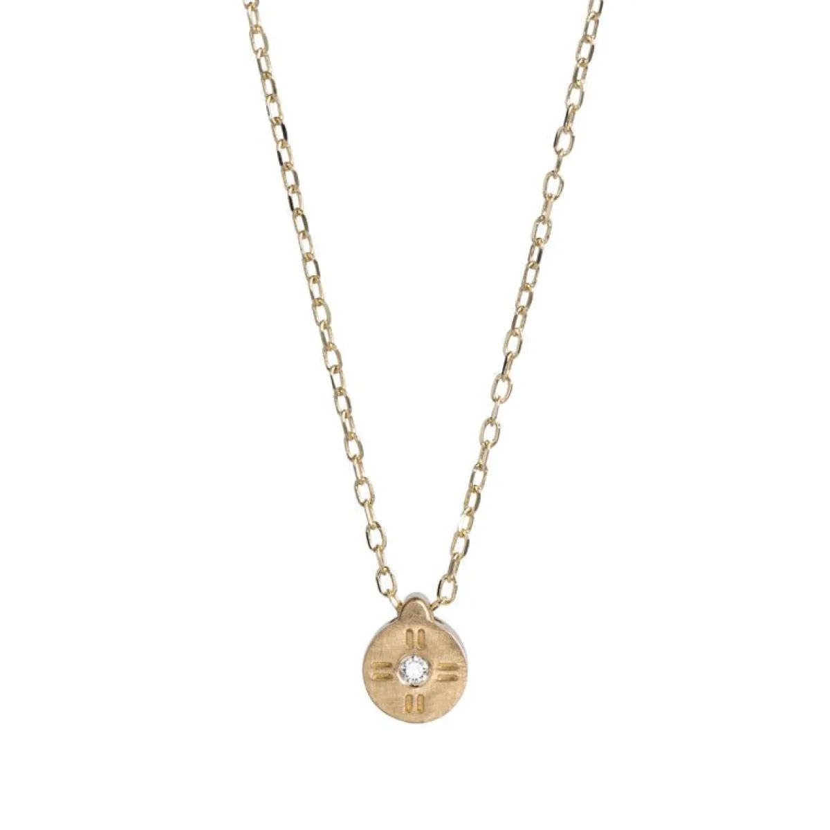 Hot Betsy & Iya Mollis Necklace - 14k Gold Diamond Circle Pendant