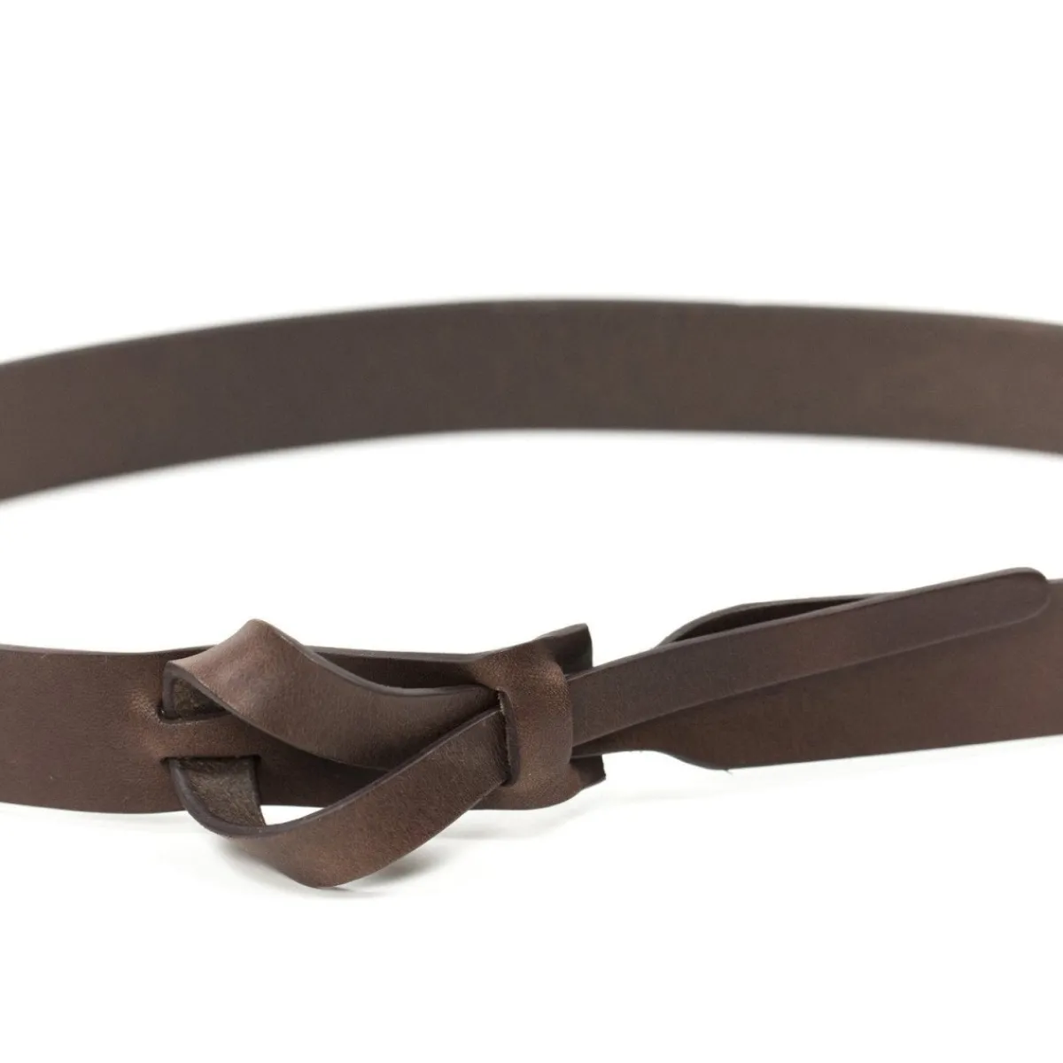 Fashion Betsy & Iya Muse Simple Buckleless Brown Leather Belt - 1"