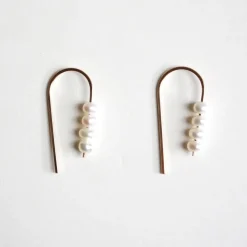 Best Betsy & Iya Short Arc Threader Earrings with Multiple Small Pearls