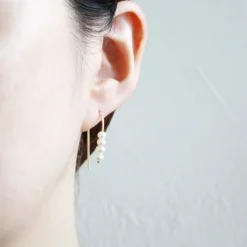 Best Betsy & Iya Short Arc Threader Earrings with Multiple Small Pearls
