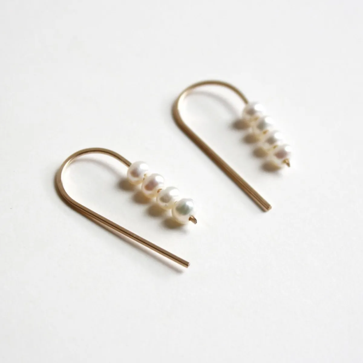 Best Betsy & Iya Short Arc Threader Earrings with Multiple Small Pearls