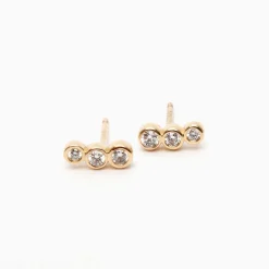 Sale Betsy & Iya Three Stone Climber Stud Earrings