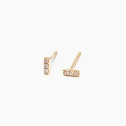 Online Betsy & Iya Three Stone Diamond Bar Stud Earrings